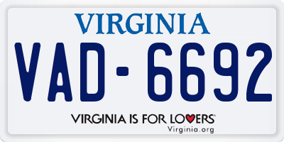 VA license plate VAD6692