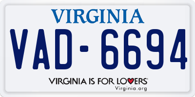 VA license plate VAD6694