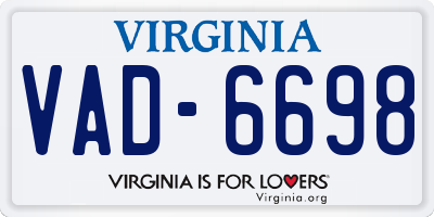 VA license plate VAD6698