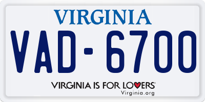VA license plate VAD6700