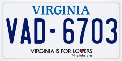 VA license plate VAD6703