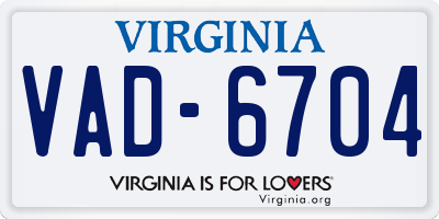 VA license plate VAD6704
