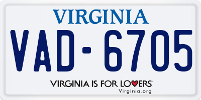 VA license plate VAD6705