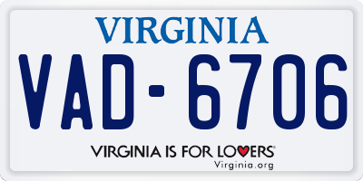 VA license plate VAD6706