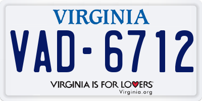 VA license plate VAD6712