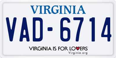 VA license plate VAD6714
