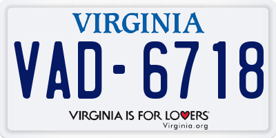 VA license plate VAD6718