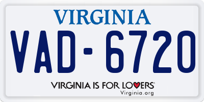 VA license plate VAD6720