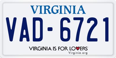 VA license plate VAD6721