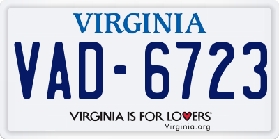 VA license plate VAD6723