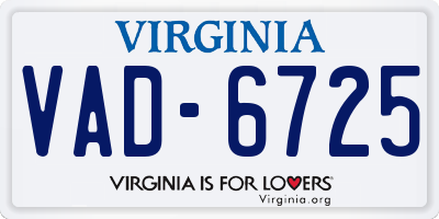 VA license plate VAD6725