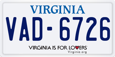 VA license plate VAD6726