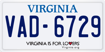 VA license plate VAD6729
