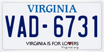 VA license plate VAD6731