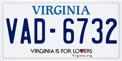 VA license plate VAD6732