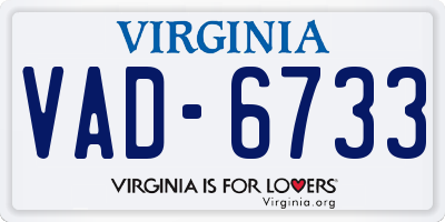 VA license plate VAD6733