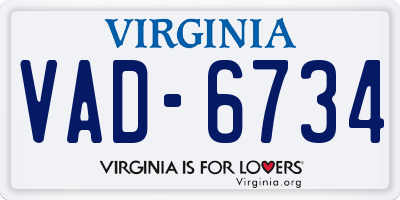 VA license plate VAD6734