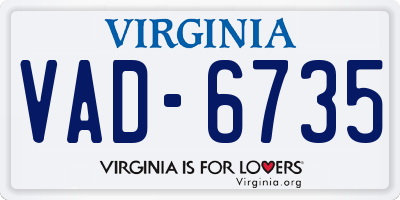 VA license plate VAD6735