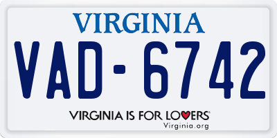 VA license plate VAD6742