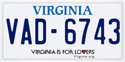 VA license plate VAD6743