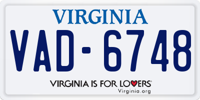 VA license plate VAD6748