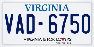 VA license plate VAD6750