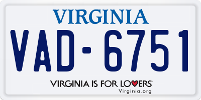 VA license plate VAD6751