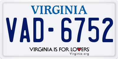 VA license plate VAD6752