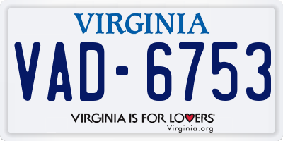 VA license plate VAD6753