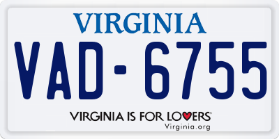 VA license plate VAD6755