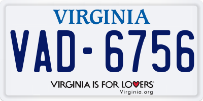 VA license plate VAD6756