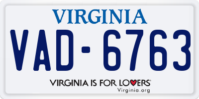 VA license plate VAD6763