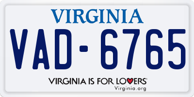 VA license plate VAD6765