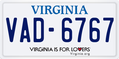 VA license plate VAD6767
