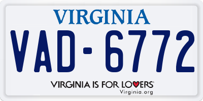 VA license plate VAD6772