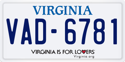 VA license plate VAD6781