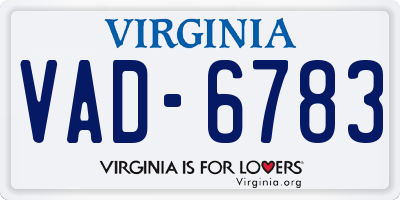 VA license plate VAD6783