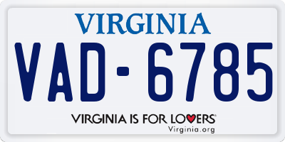 VA license plate VAD6785
