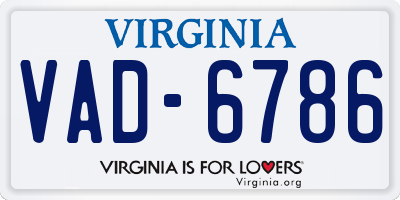 VA license plate VAD6786