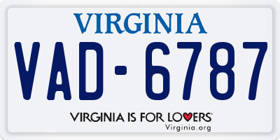 VA license plate VAD6787