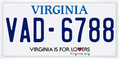 VA license plate VAD6788