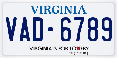 VA license plate VAD6789