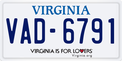 VA license plate VAD6791