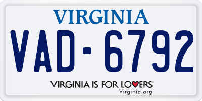 VA license plate VAD6792