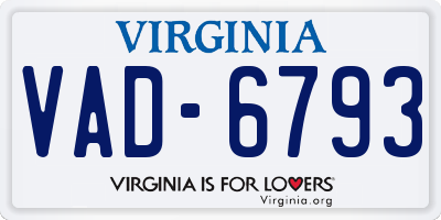 VA license plate VAD6793