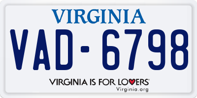 VA license plate VAD6798