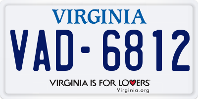 VA license plate VAD6812