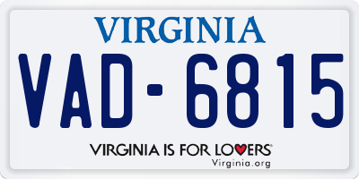 VA license plate VAD6815