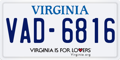 VA license plate VAD6816