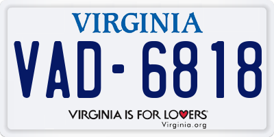 VA license plate VAD6818